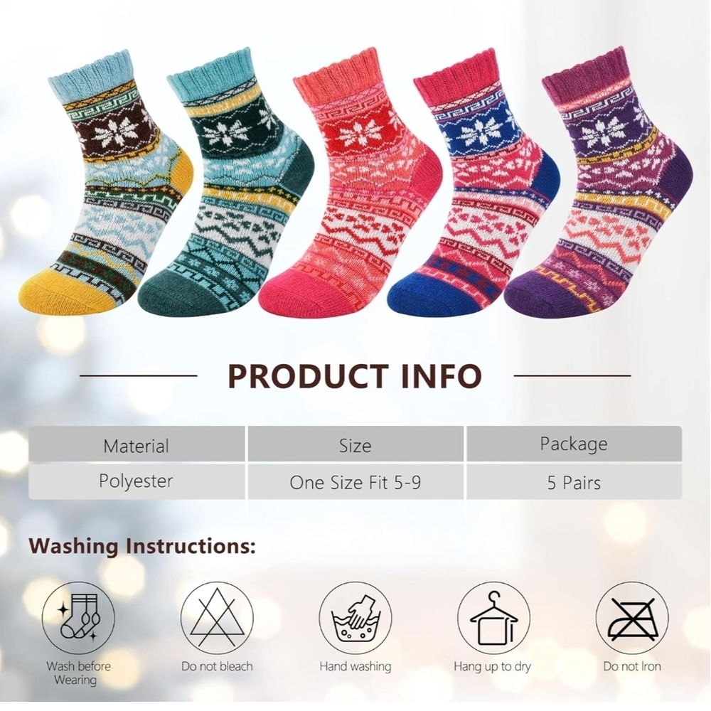 Vibrant Womens Wool-look Patterned Socks Set - Picture 3 of 10
